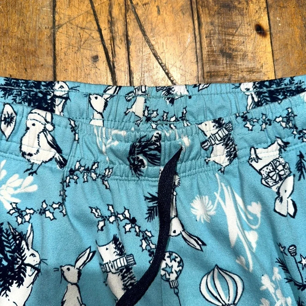 Cuddl Duds Sleep Pants Womens XS Blue Knit Drawstring‎ Graphic Print Comfort